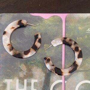 •MADEWELL• “tortoise shell” acetate hoops with sterling silver posts